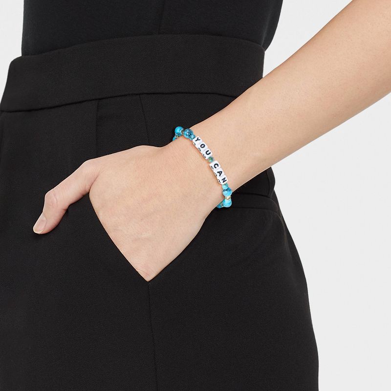 slide 2 of 5, Little Words Project You Can Beaded Bracelet - Blue/White/Gold, 1 ct