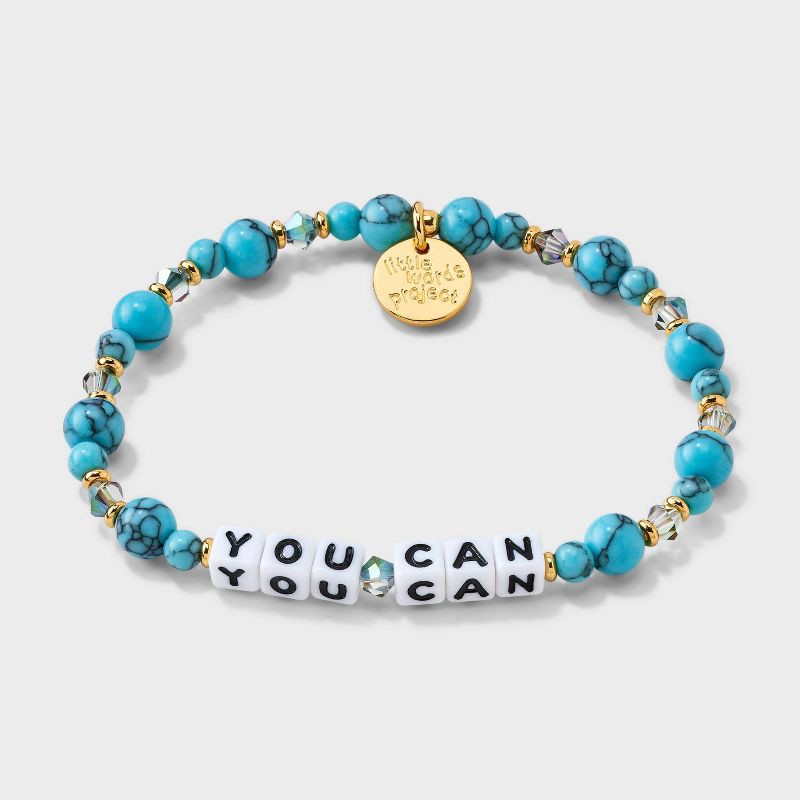 slide 3 of 5, Little Words Project You Can Beaded Bracelet - Blue/White/Gold, 1 ct