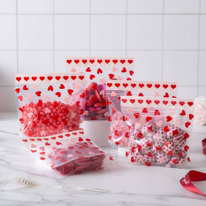 slide 2 of 5, Cook With Color 20pk Zip Top Treat Bags Heart Print, 20 ct