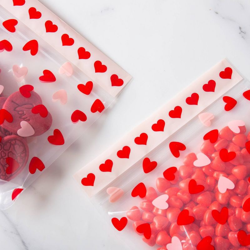 slide 3 of 5, Cook With Color 20pk Zip Top Treat Bags Heart Print, 20 ct