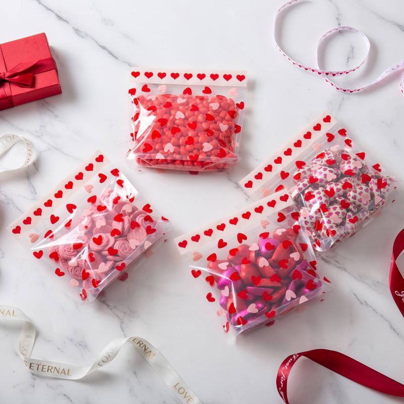 slide 4 of 5, Cook With Color 20pk Zip Top Treat Bags Heart Print, 20 ct