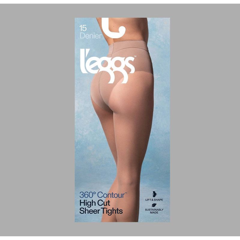 slide 2 of 5, L'eggs Women's 360 Contour High Cut Sheer Tights - Light Nude L, 1 ct