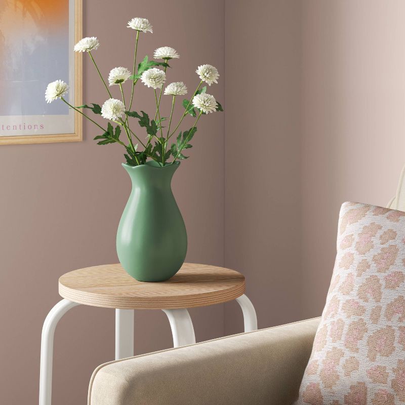 slide 2 of 3, Scalloped Ceramic Vase Green - Room Essentials™, 1 ct