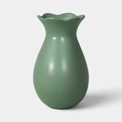 Scalloped Ceramic Vase Green - Room Essentials™