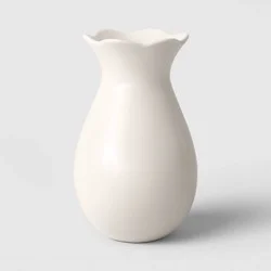 Scalloped Ceramic Vase White - Room Essentials™