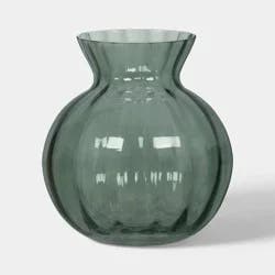 Round Glass Vase Green - Room Essentials™