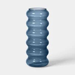 Bubble Glass Vase Blue - Room Essentials™