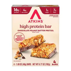 Atkins High Protein Bars - Chocolate Peanut Butter Pretzel - 6.77oz/4pk - 16gms Protein: Chewy, Ready to Eat