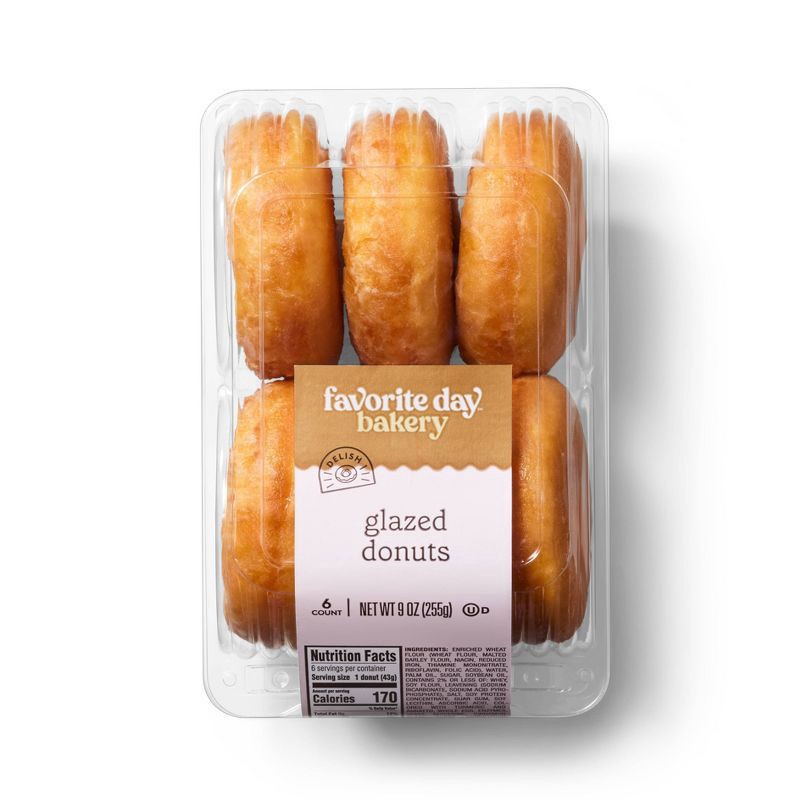 slide 1 of 3, Glazed Donuts - 9oz/6ct - Favorite Day™, 6 ct; 9 oz
