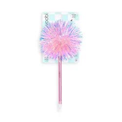 Yoobi Valentine's Day Pom Pom Pen Pink Tinsel 1.0mm Black Ink Valentine's Day Gift