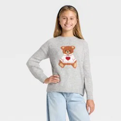 Girls' Graphic Novelty Sweater - art class™ Gray L