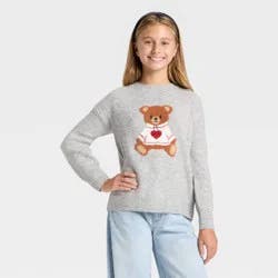 Girls' Graphic Novelty Sweater - art class™ Gray L