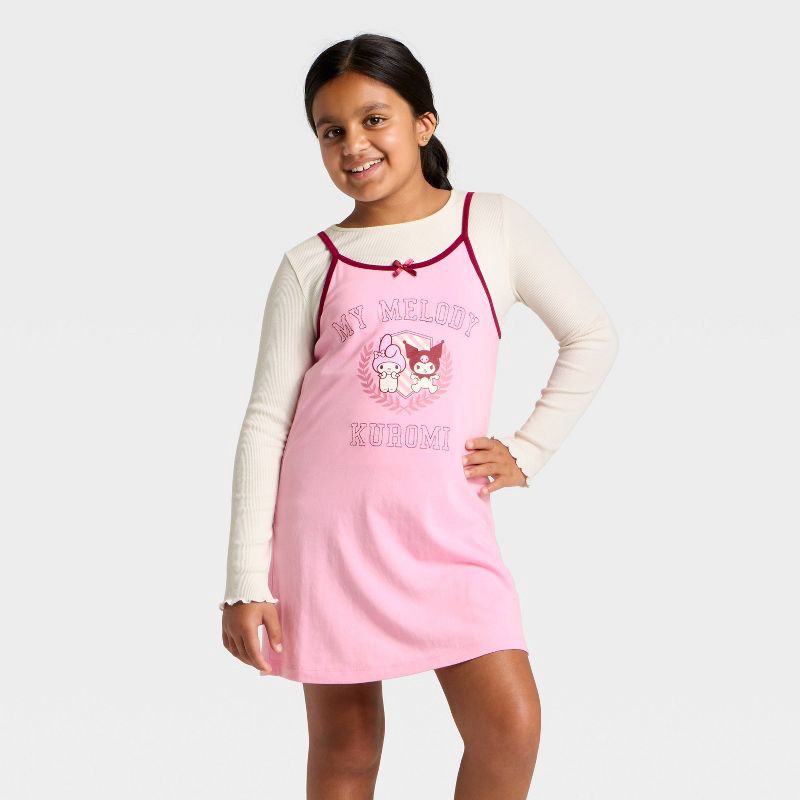 Girls' Sanrio Kuromi and My Melody Collared Fleece Dress - Off-White XS |  Shipt
