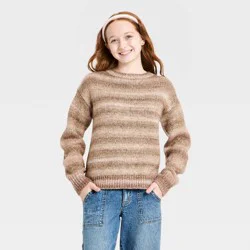 Girls' Striped Pullover Sweater - art class™ Pink M