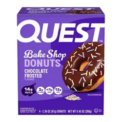 Quest Nutrition Bake Shop Chocolate Frosted Donut Protein Snack Low Sugar - 9.45oz/4pk - 14gms Protein