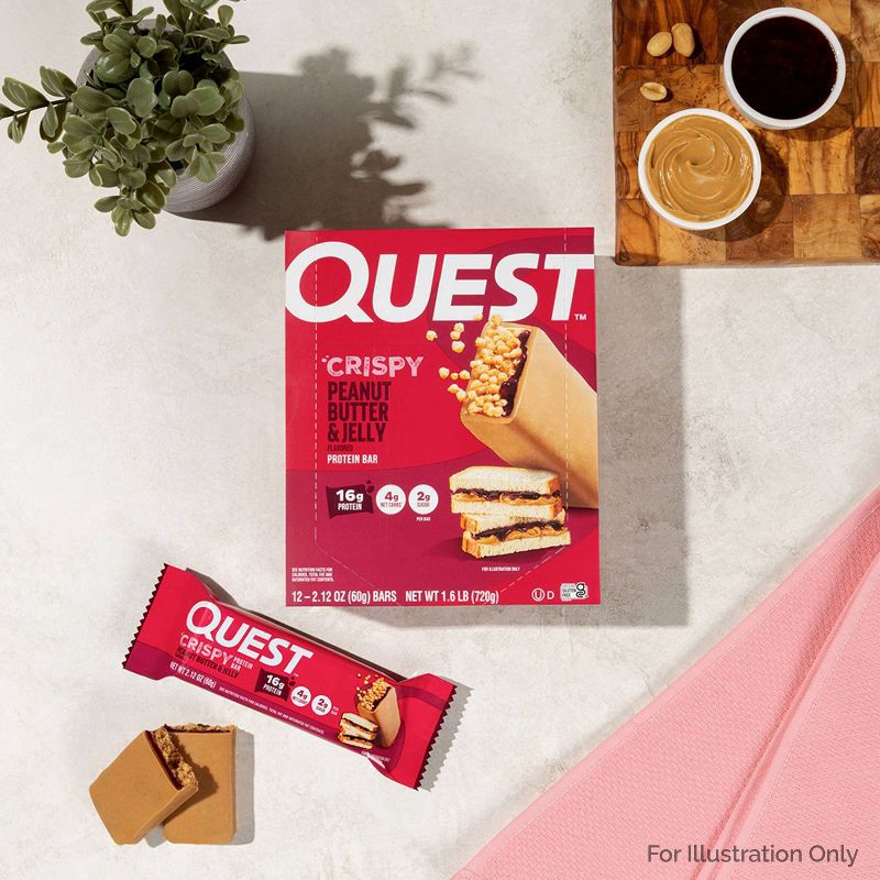 slide 2 of 6, Quest Nutrition Crispy Protein Bars - Peanut Butter & Jelly - 8.46oz/4pk - 16gms Protein, 8.46 oz, 4 ct
