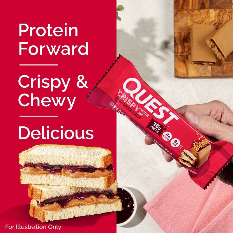 slide 4 of 6, Quest Nutrition Crispy Protein Bars - Peanut Butter & Jelly - 8.46oz/4pk - 16gms Protein, 8.46 oz, 4 ct