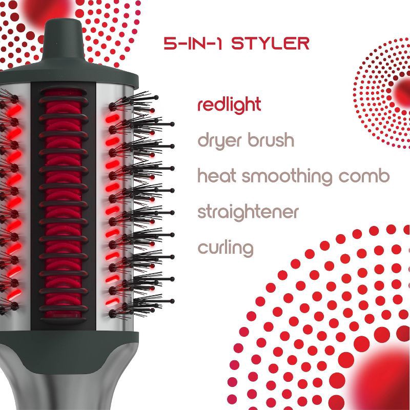 slide 2 of 8, SLF Red Light Therapy 5-in-1 Ionic Dry Hair Brush & Heat Comb, 1 ct