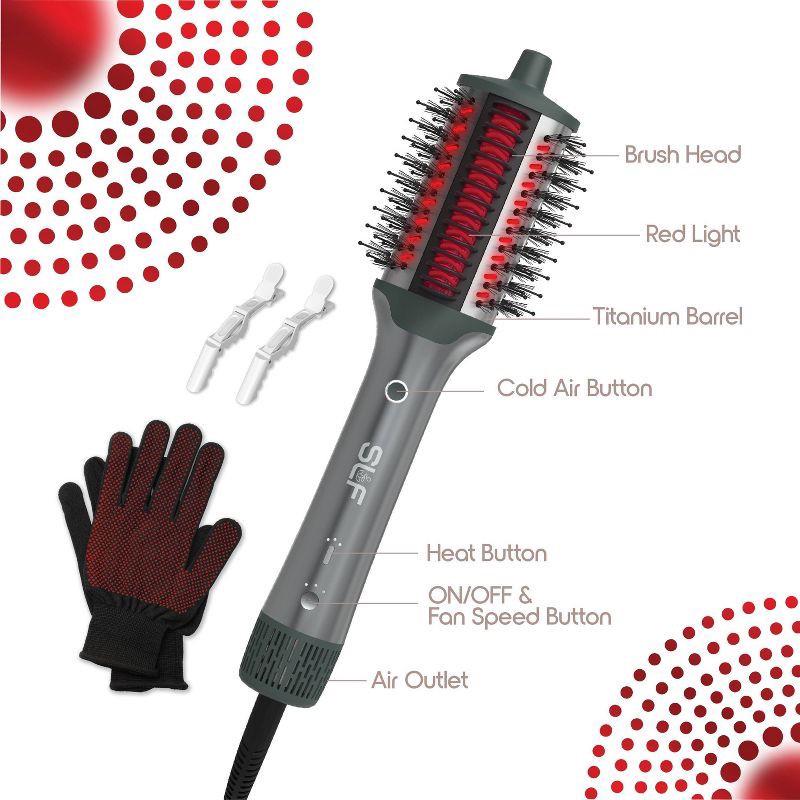 slide 3 of 8, SLF Red Light Therapy 5-in-1 Ionic Dry Hair Brush & Heat Comb, 1 ct