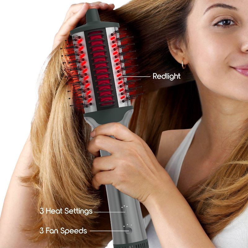 slide 4 of 8, SLF Red Light Therapy 5-in-1 Ionic Dry Hair Brush & Heat Comb, 1 ct