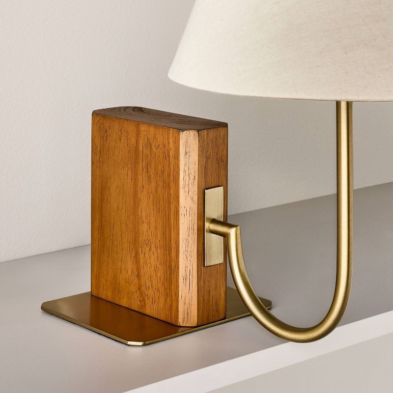 slide 4 of 4, Hearth & Hand with Magnolia Wood Mid Tone Bookshelf Lamp - Hearth & Hand™ with Magnolia, 1 ct