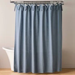 Hearth & Hand with Magnolia Ribbon Tie Shower Curtain Sterling Blue - Hearth & Hand™ with Magnolia