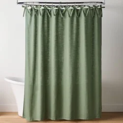 Hearth & Hand with Magnolia Ribbon Tie Shower Curtain Green - Hearth & Hand™ with Magnolia