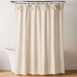 Hearth & Hand with Magnolia Ribbon Tie Shower Curtain Oatmeal - Hearth & Hand™ with Magnolia