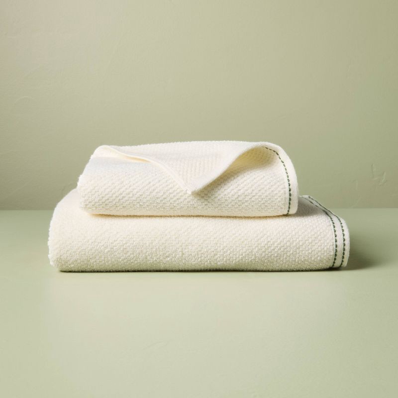 slide 3 of 4, Hearth & Hand with Magnolia Hand Towel Cream/Green - Hearth & Hand™ with Magnolia, 1 ct