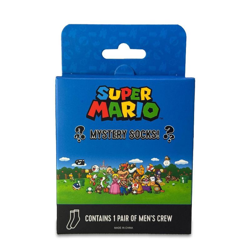 slide 2 of 15, Nintendo Super Mario Mystery Men's Single Crew Socks, 1 ct