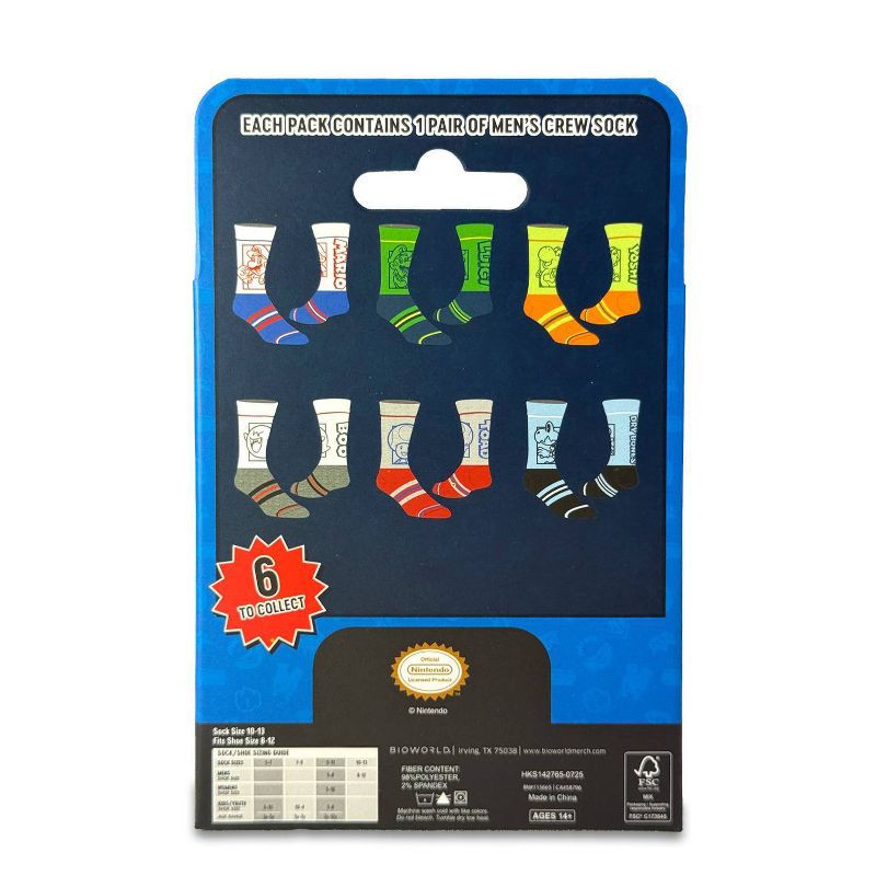 slide 3 of 15, Nintendo Super Mario Mystery Men's Single Crew Socks, 1 ct