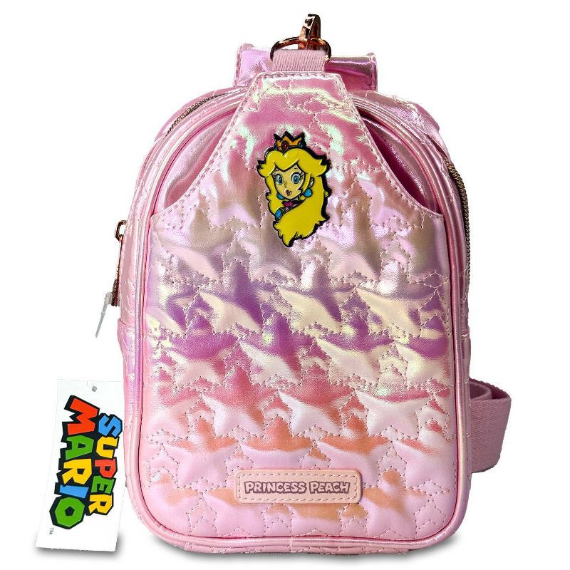 slide 1 of 5, Super Mario Nintendo Princess Peach Quilted Sling Bag, 1 ct