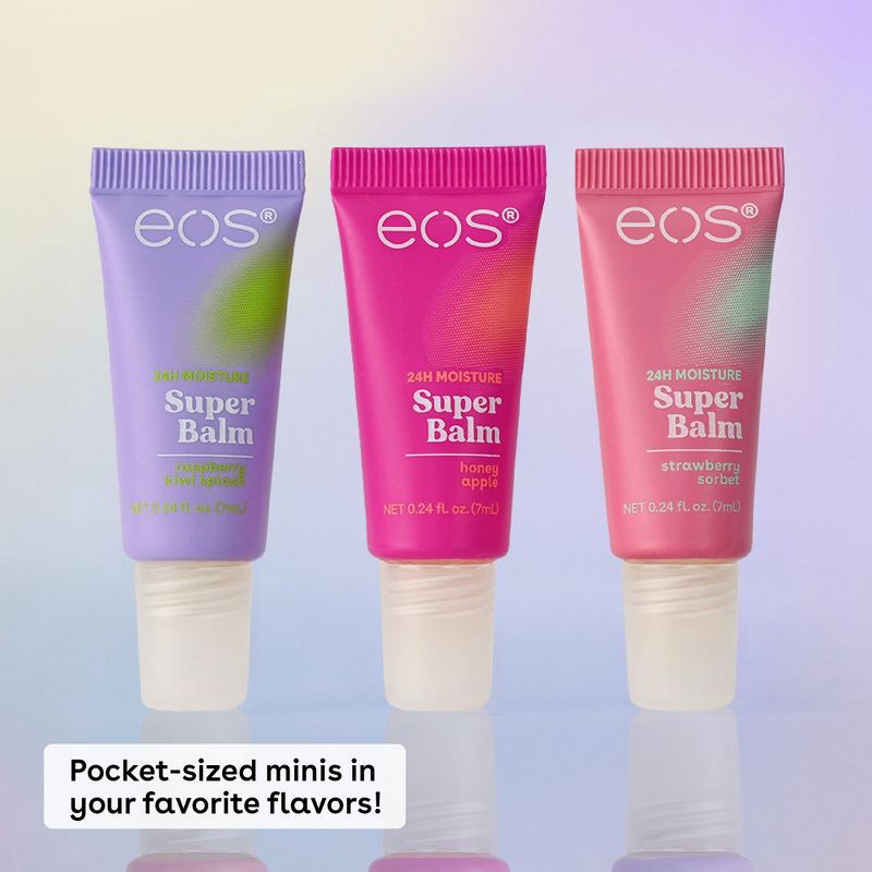 slide 3 of 6, eos 24H Moisture Super Balm Minis - Honey Apple, Raspberry Kiwi Splash, & Strawberry Sorbet - 0.72 fl oz/3pk, 0.72 fl oz, 3 ct