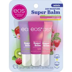 eos 24H Moisture Super Balm Minis - Honey Apple, Raspberry Kiwi Splash, & Strawberry Sorbet - 0.72 fl oz/3pk