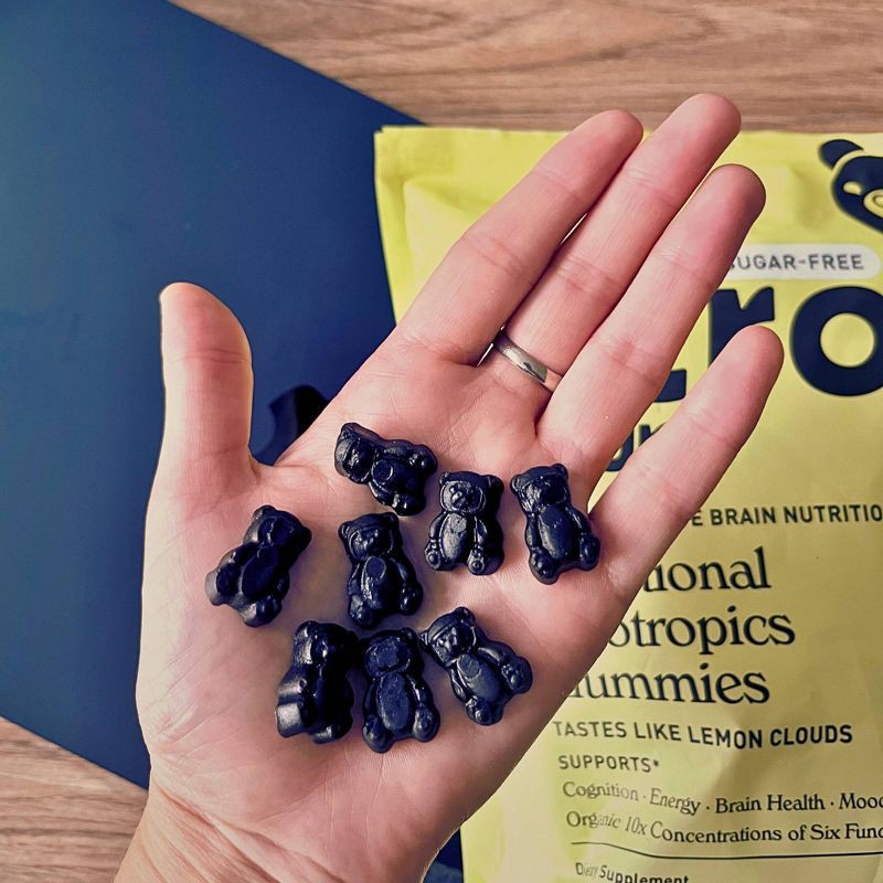 slide 9 of 11, Gruns Nütrops By Grüns Low Sugar Functional Nootropics for Brain Health Mushroom Gummies - 96ct/12pk, 96 ct, 12 ct