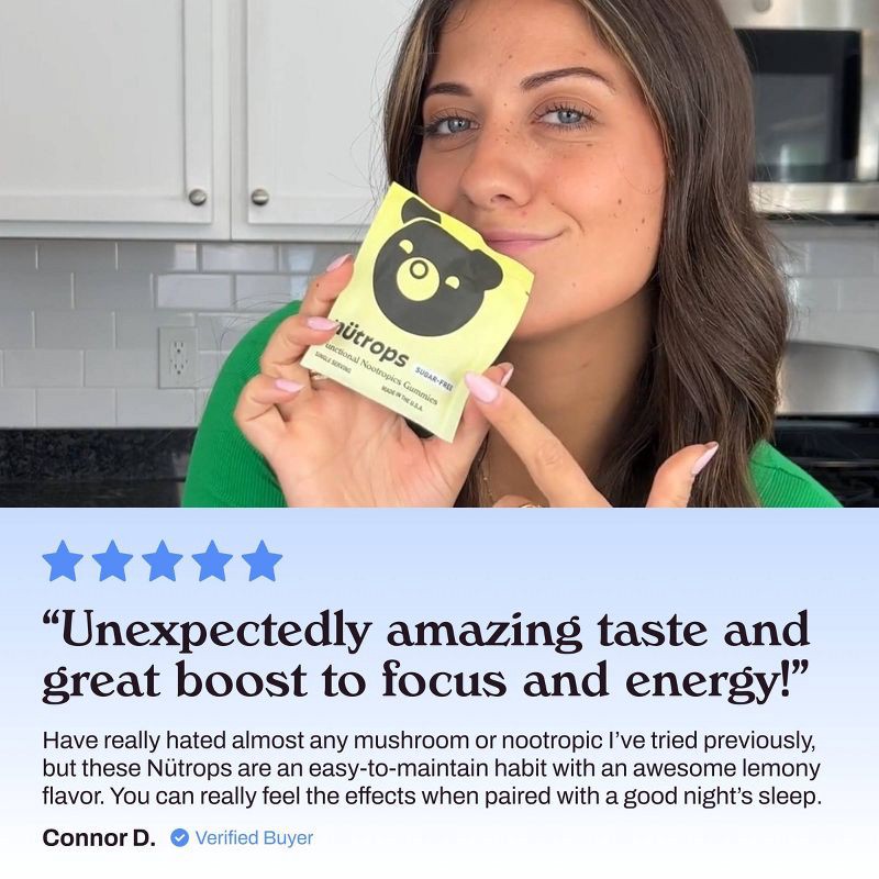 slide 11 of 11, Gruns Nütrops By Grüns Sugar-Free Functional Nootropics for Brain Health Mushroom Gummies - 96ct/12pk, 96 ct, 12 ct