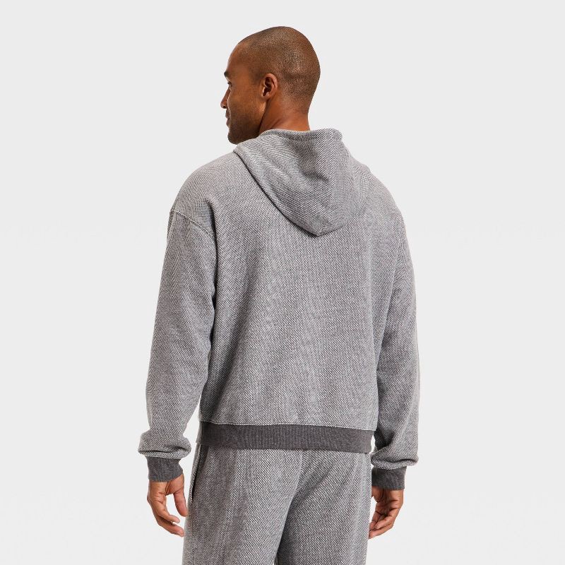 slide 3 of 3, Men's Textured Knit Lounge Hoodie - Goodfellow & Co™ Gray S, 1 ct