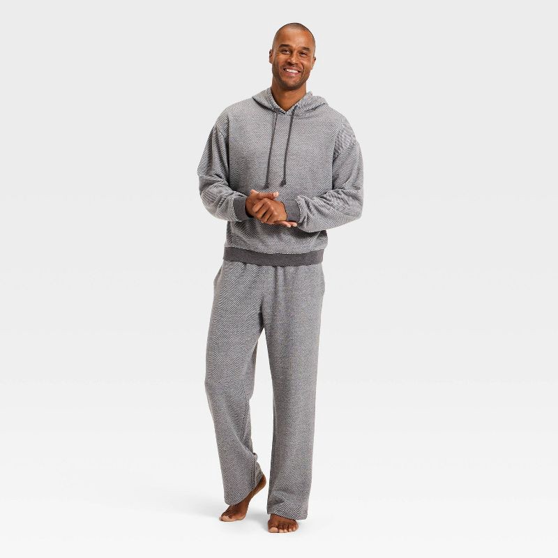 slide 3 of 3, Men's Textured Knit Lounge Hoodie - Goodfellow & Co™ Gray L, 1 ct