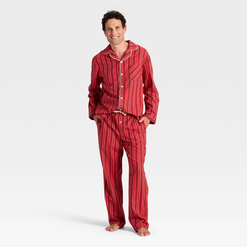 slide 4 of 4, Men's Flannel Pajama Set - Goodfellow & Co™ Red Stripe S, 1 ct