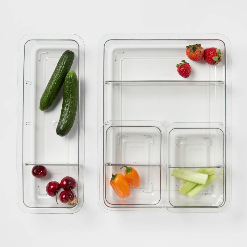 slide 3 of 3, 4pc Open Shallow Fridge Storage Bin Set - Brightroom™, 4 ct