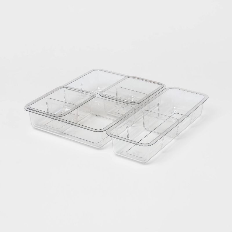 slide 1 of 3, 4pc Open Shallow Fridge Storage Bin Set - Brightroom™, 4 ct