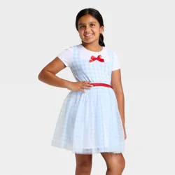 Wicked Girls' Wizard of Oz Dorothy Tulle Character Dress - White/Light Blue XS