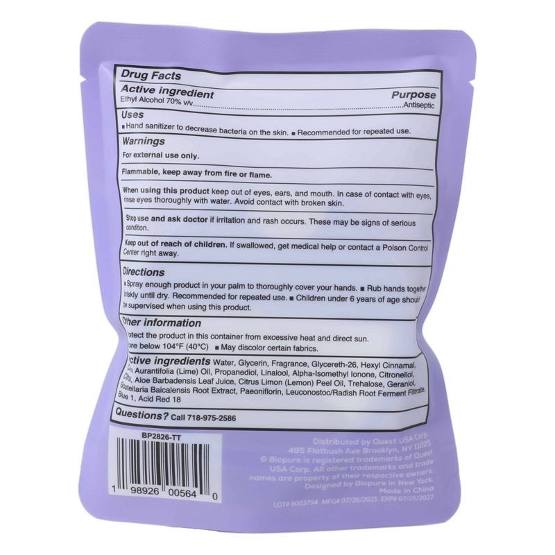slide 4 of 5, BioPure Hydrating Hand Sanitizer Spray - Lavender - 30ml, 30 ml