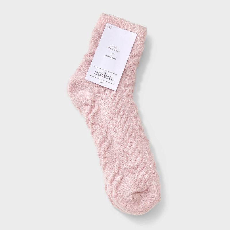 slide 2 of 3, Women's Super Soft Herringbone Textured Double Lined Cozy Ankle Socks - Auden™ Pink 4-10, 1 ct