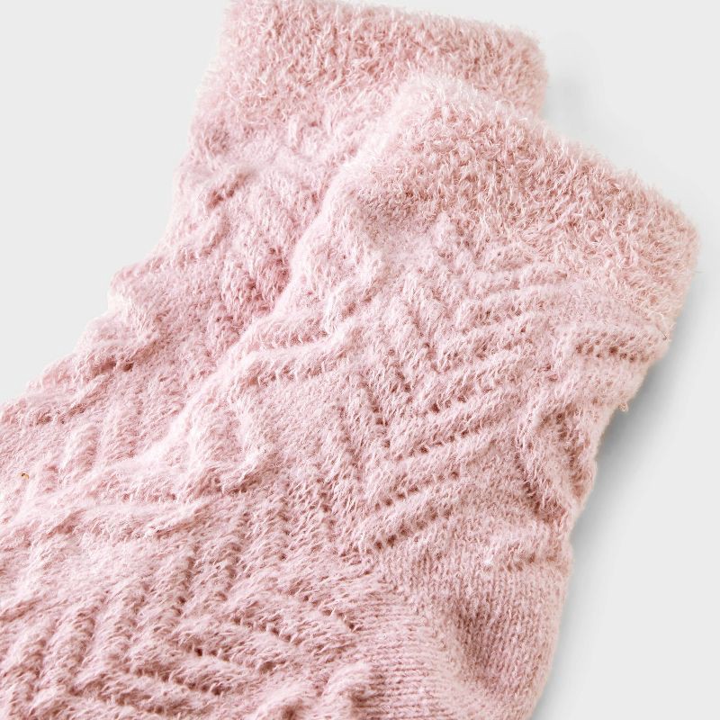 slide 3 of 3, Women's Super Soft Herringbone Textured Double Lined Cozy Ankle Socks - Auden™ Pink 4-10, 1 ct