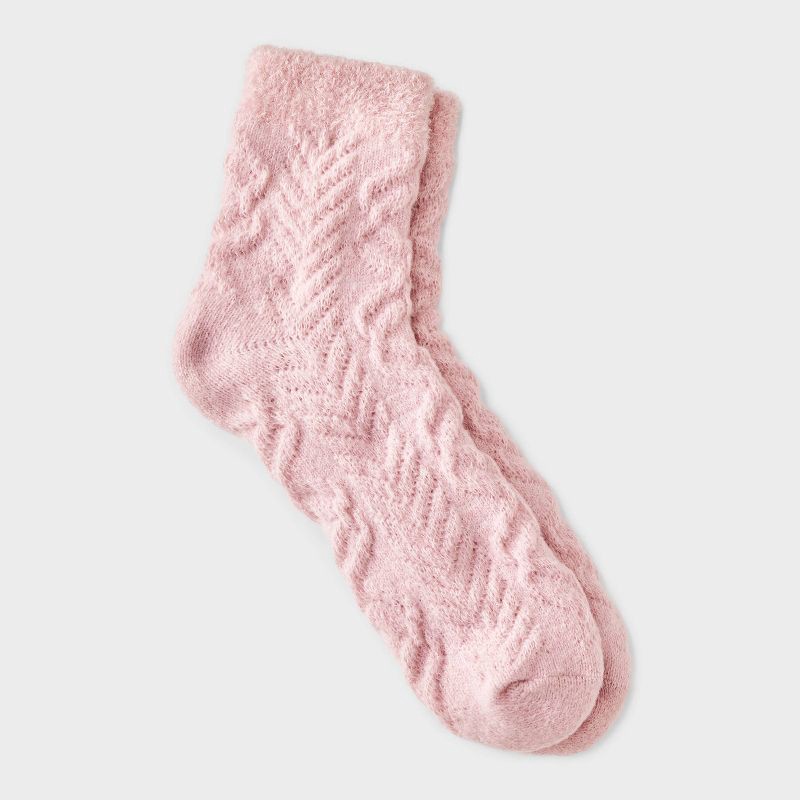 slide 1 of 3, Women's Super Soft Herringbone Textured Double Lined Cozy Ankle Socks - Auden™ Pink 4-10, 1 ct