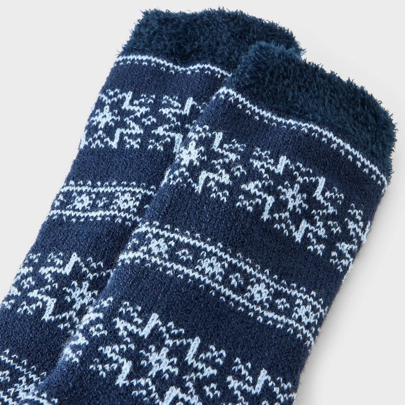 slide 3 of 3, Women's Snowflake Geo Double Lined Cozy Crew Socks - Auden™ Navy/Blue 4-10, 1 ct