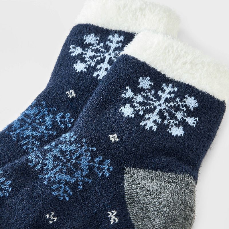 slide 3 of 3, Women's Snowflakes Double Lined Cozy Ankle Socks - Auden™ Navy/Ivory/Charcoal Heather 4-10, 1 ct