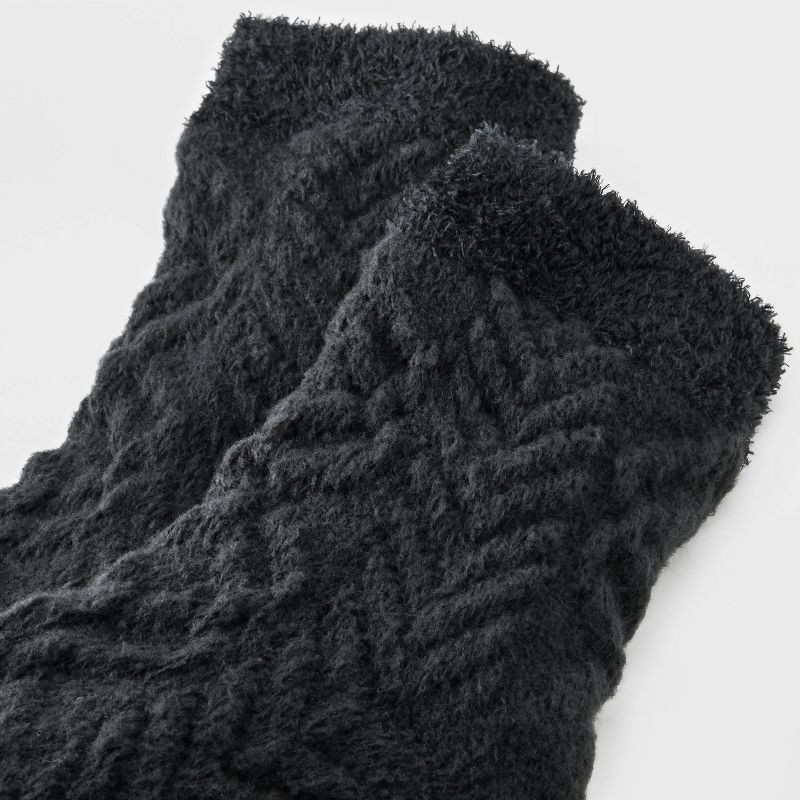 slide 3 of 3, Women's Super Soft Herringbone Textured Double Lined Cozy Ankle Socks - Auden™ Black 4-10, 1 ct