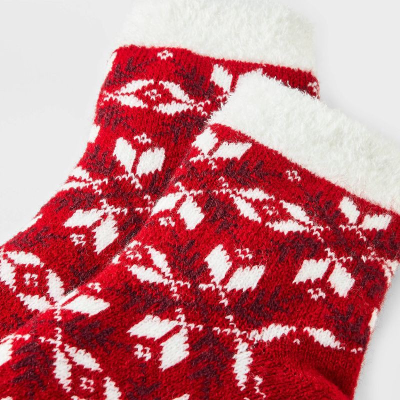slide 3 of 3, Women's Snowflake Double Lined Cozy Ankle Socks - Auden™ Red/Ivory 4-10, 1 ct